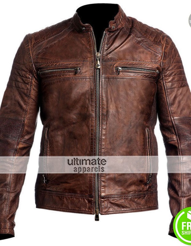 Cafe Racer 2016 Biker Brown Leather Jacket