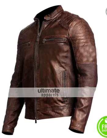 Cafe Racer 2016 Biker Brown Leather Jacket