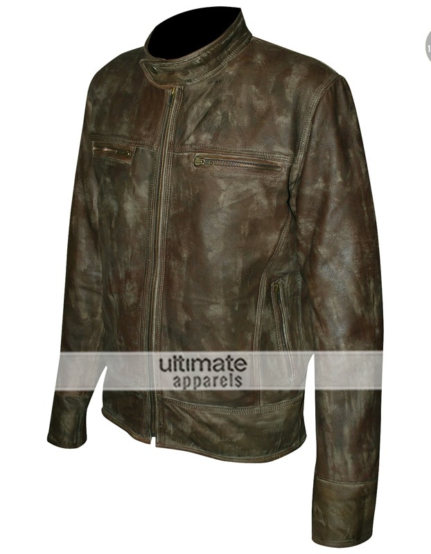 Distressed Wax Men's Vintage Cafe Racer Biker Jacket Distressed Wax Men's Vintage Cafe Racer Biker Jacket
