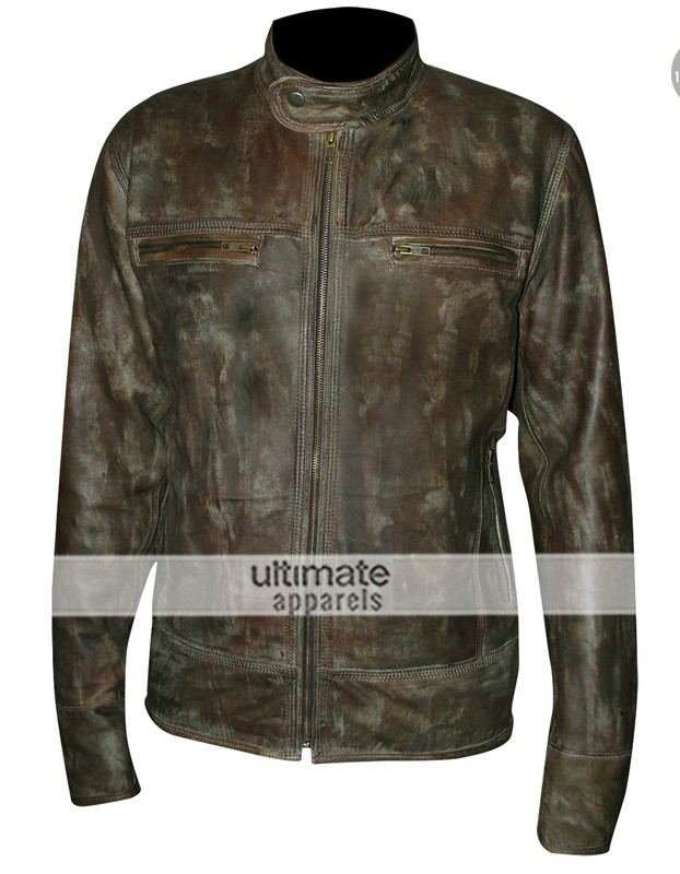 Distressed Wax Men's Vintage Cafe Racer Biker Jacket Distressed Wax Men's Vintage Cafe Racer Biker Jacket