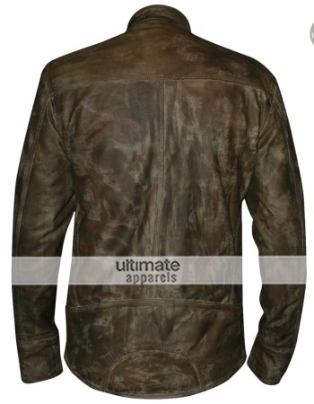 Distressed Wax Men's Vintage Cafe Racer Biker Jacket