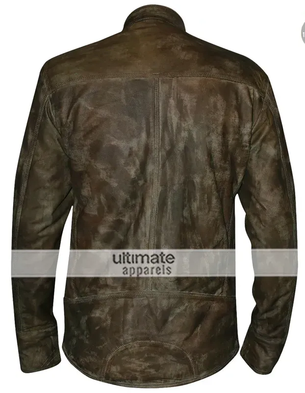 Distressed Wax Men's Vintage Cafe Racer Biker Jacket