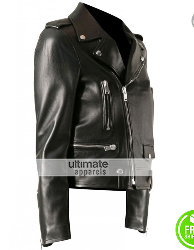Mariah Carey Black Biker Style Leather Jacket