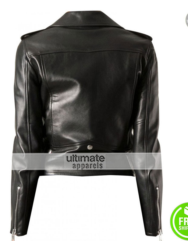 Mariah Carey Black Biker Style Leather Jacket