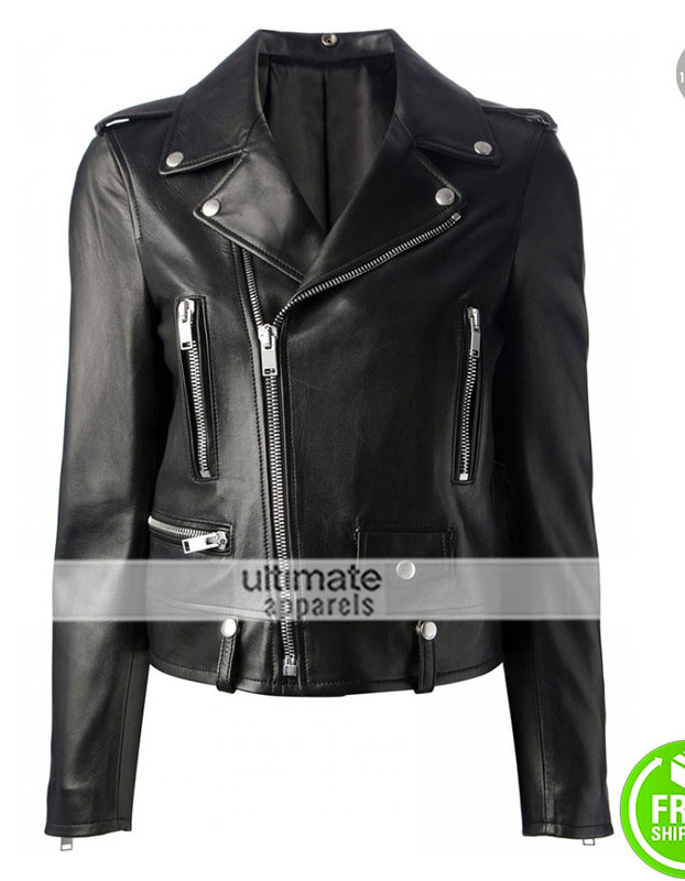 Mariah Carey Black Biker Style Leather Jacket