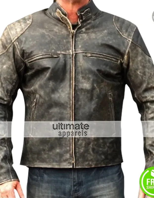 Antique Men's Hooligan Distressed Retro Leather Jacket Antique Men's Hooligan Distressed Retro Leather Jacket