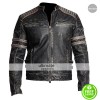 Mens Antique Black Distressed Motorbike MC Jacket