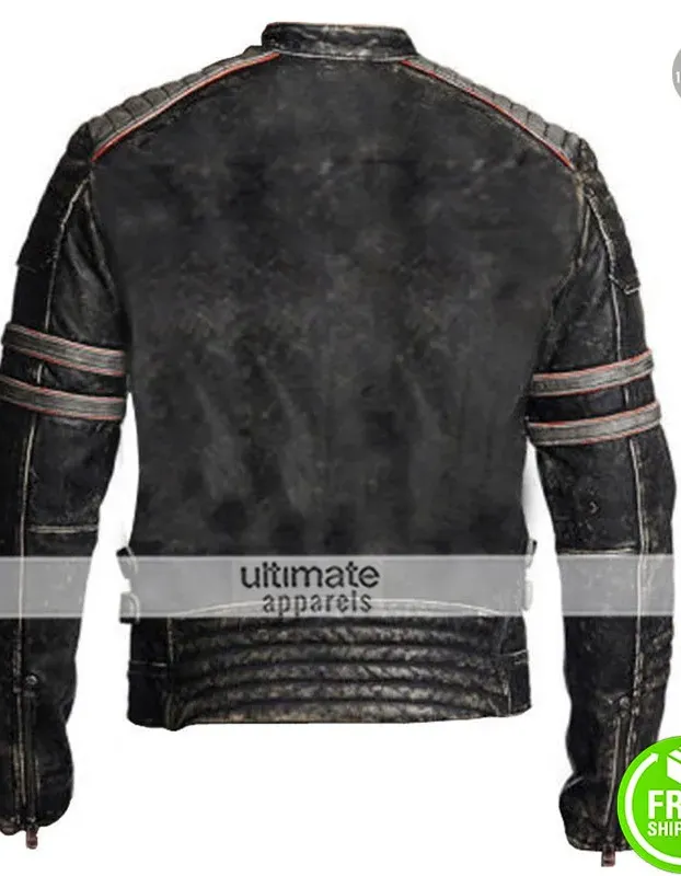 Mens Antique Black Distressed Motorbike MC Jacket Mens Antique Black Distressed Motorbike MC Jacket
