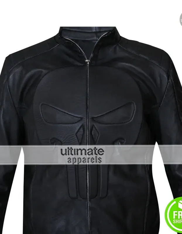 Punisher Black Skull Cosplay Biker Leather Jacket Punisher Black Skull Cosplay Biker Leather Jacket