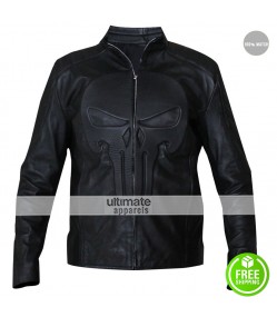Punisher Black Skull Cosplay Biker Leather Jacket