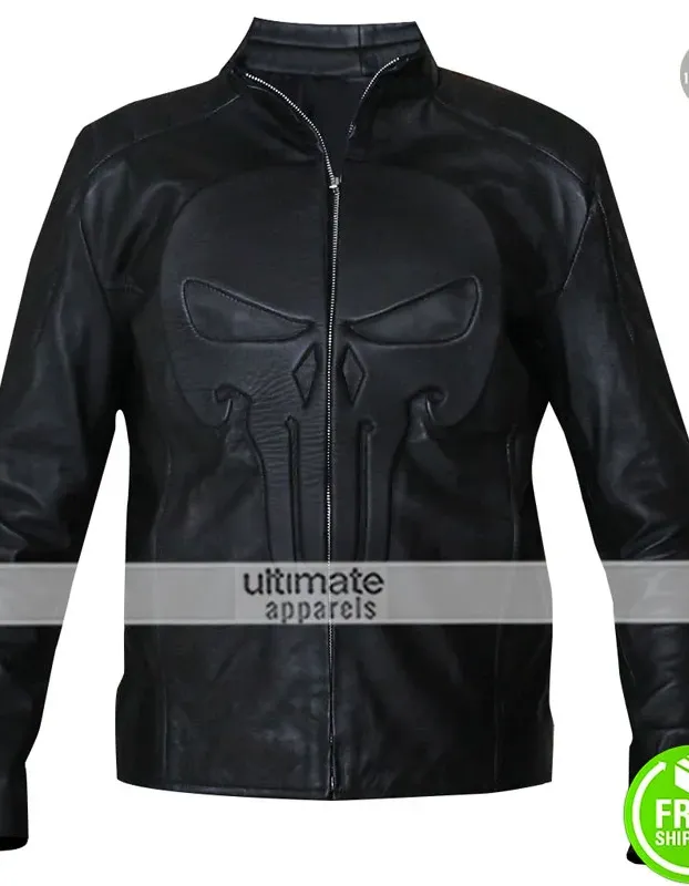 Punisher Black Skull Cosplay Biker Leather Jacket Punisher Black Skull Cosplay Biker Leather Jacket