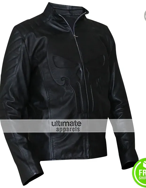 Punisher Black Skull Cosplay Biker Leather Jacket Punisher Black Skull Cosplay Biker Leather Jacket