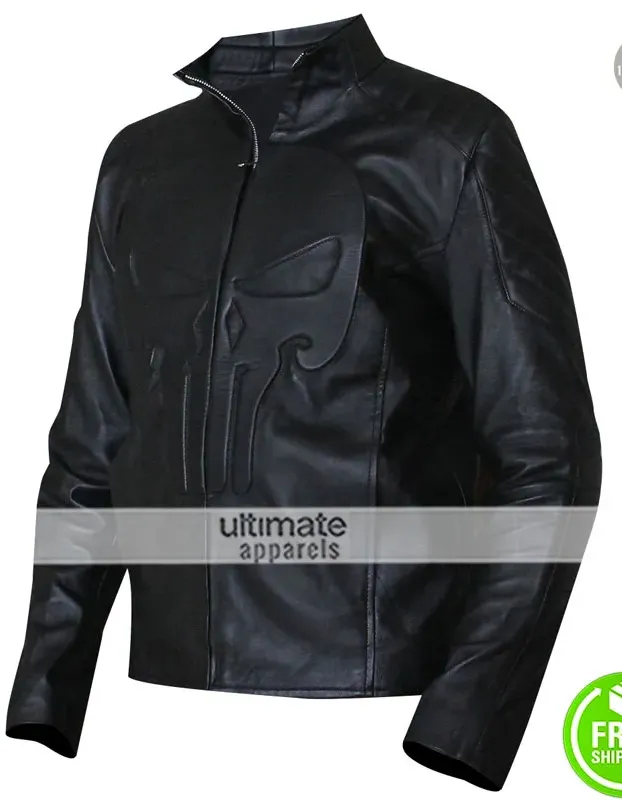 Punisher Black Skull Cosplay Biker Leather Jacket Punisher Black Skull Cosplay Biker Leather Jacket