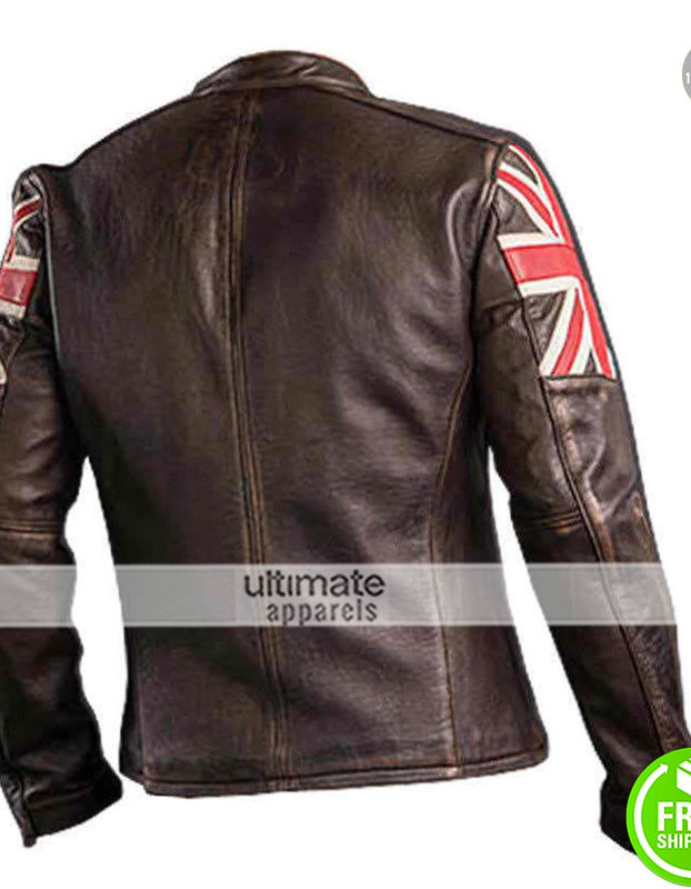 UK Flag Vintage Mens Motorcycle Cafe Racer Jacket UK Flag Vintage Mens Motorcycle Cafe Racer Jacket