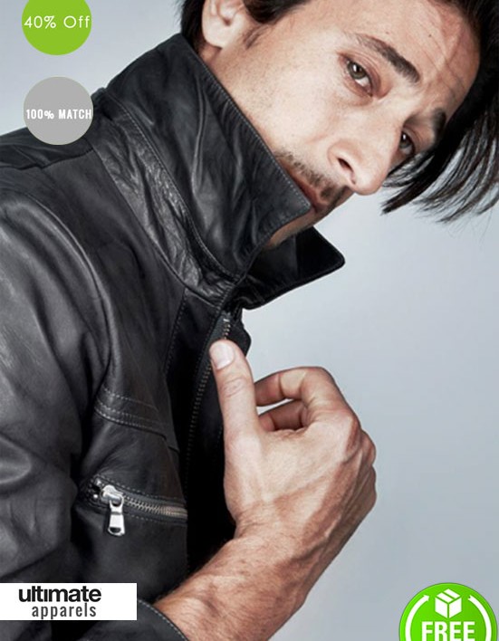 Adrien Brody GQ Black Stylish Leather Jacket Adrien Brody GQ Black Stylish Leather Jacket