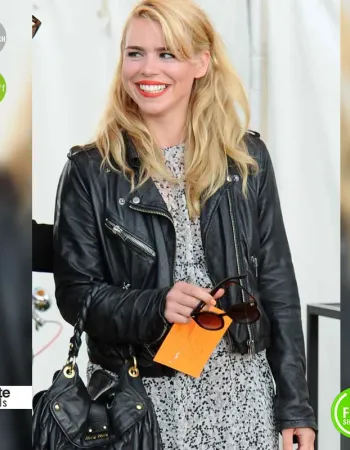 Billie Piper Black Biker Leather Jacket