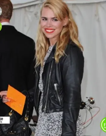 Billie Piper Black Biker Leather Jacket