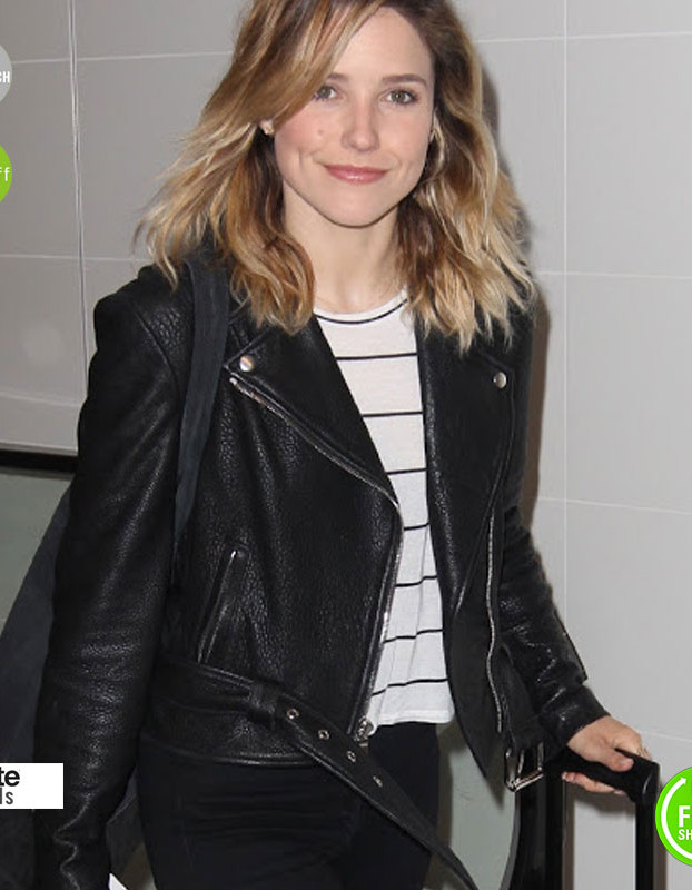 Sophia Bush Los Angeles Airport Black Leather Jacket