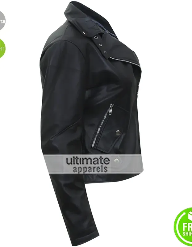 Unforgettable Poppy Montgomery Black Biker Jacket Unforgettable Poppy Montgomery Black Biker Jacket