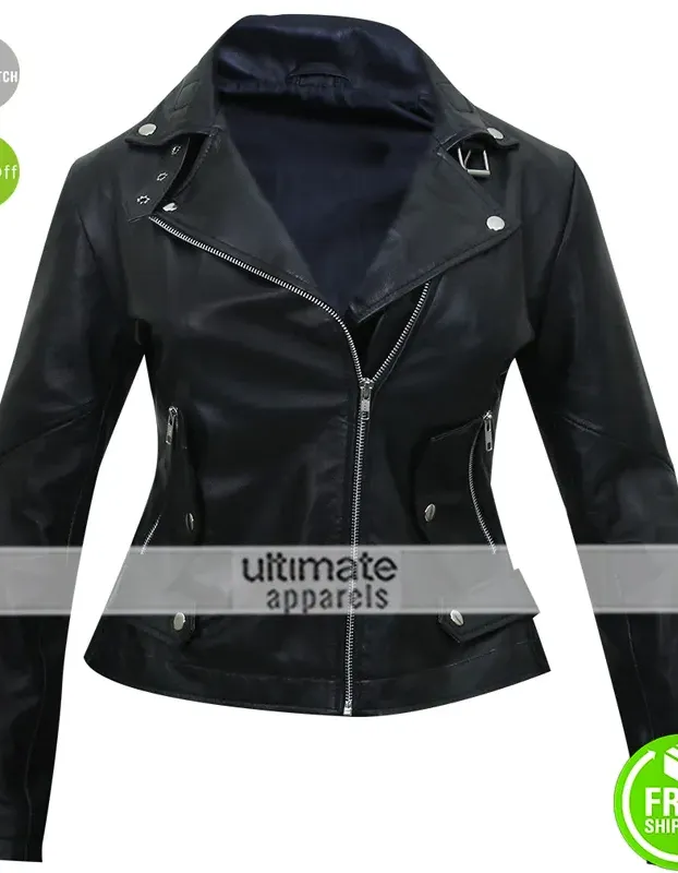 Unforgettable Poppy Montgomery Black Biker Jacket Unforgettable Poppy Montgomery Black Biker Jacket