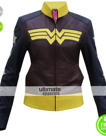 Wonder Woman Logo Cosplay Costume Leather Jacket