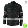 Mens Black Racing Stripes Quilted Casual Fit Jacket