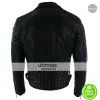 Mens Cross Zip Biker Black Retro Quilted Jacket