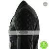 Mens Cross Zip Biker Black Retro Quilted Jacket