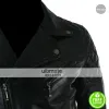 Mens Cross Zip Biker Black Retro Quilted Jacket