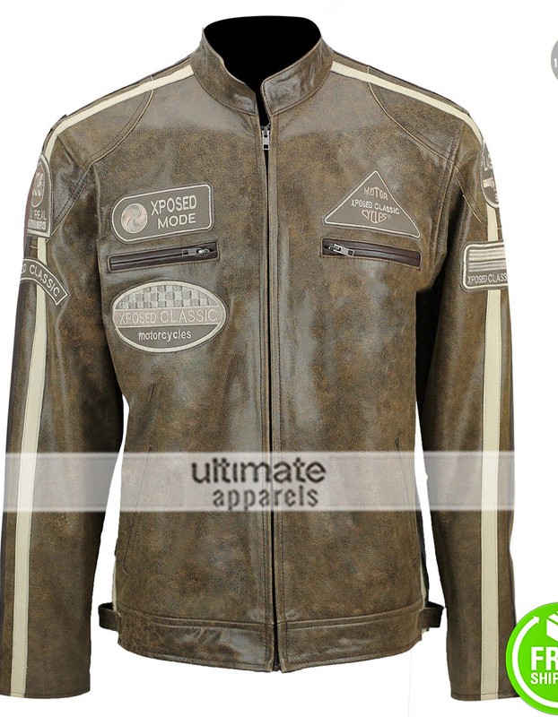 XPOSED CLASSIC Urban Retro Slim Fit Racing Jacket 