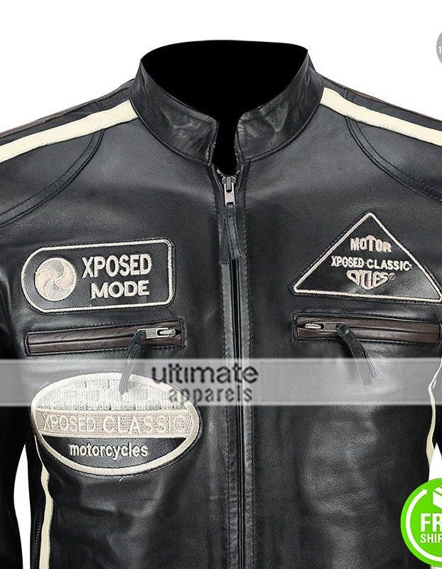 XPOSED CLASSIC Urban Retro Slim Fit Racing Jacket 