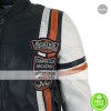 Aviatrix Retro Navy Blue/White Casual Biker Jacket
