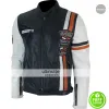 Aviatrix Retro Navy Blue/White Casual Biker Jacket