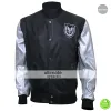 Mens Silver Sleeve Teddy Bomber Leather Jacket