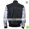Mens Silver Sleeve Teddy Bomber Leather Jacket