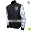 Mens Silver Sleeve Teddy Bomber Leather Jacket