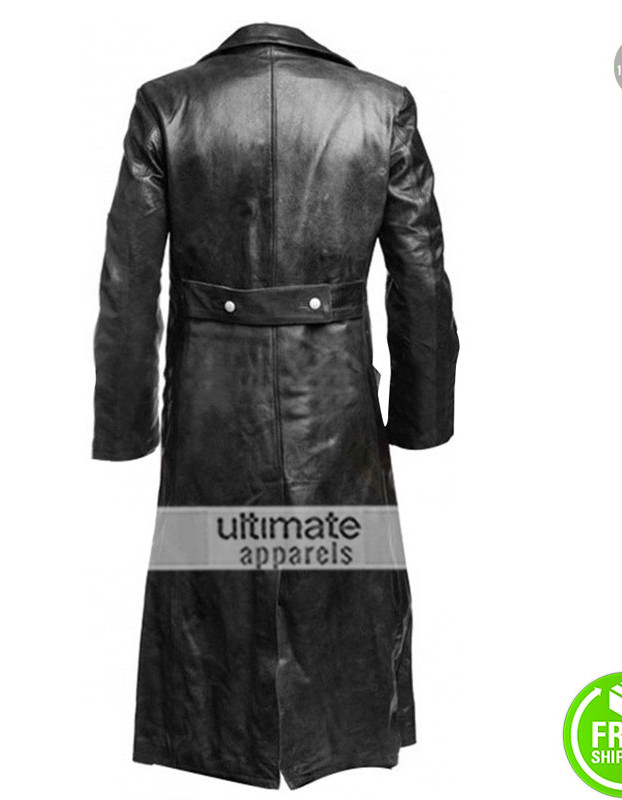 German Classic Enforcement Officer Black Leather Trench Coat