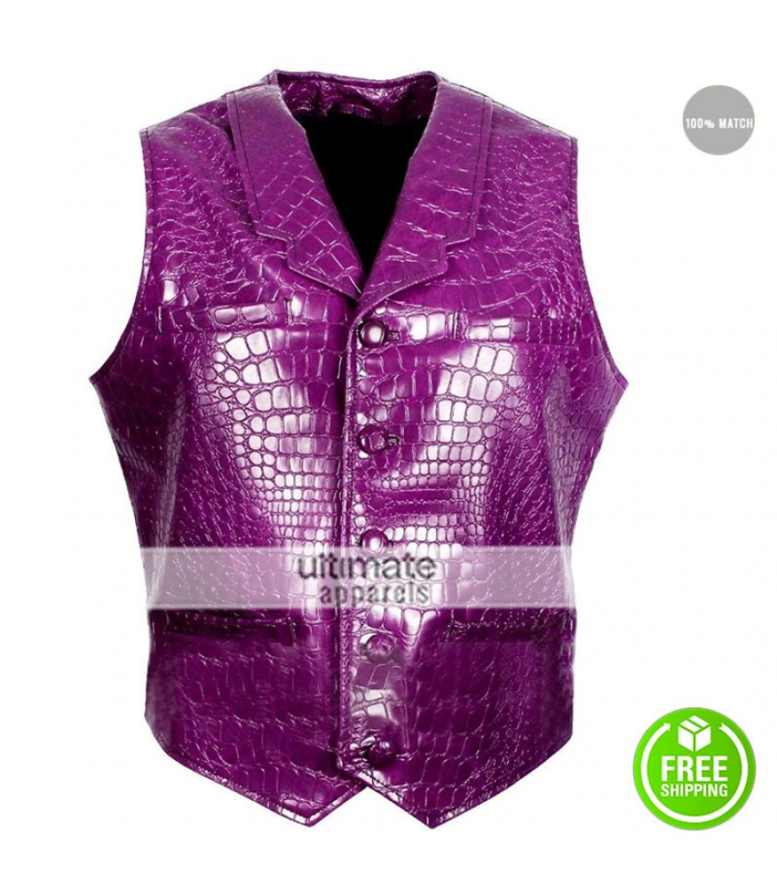 Suicide Squad Jared Leto Joker Purple Crocodile Texture Vest