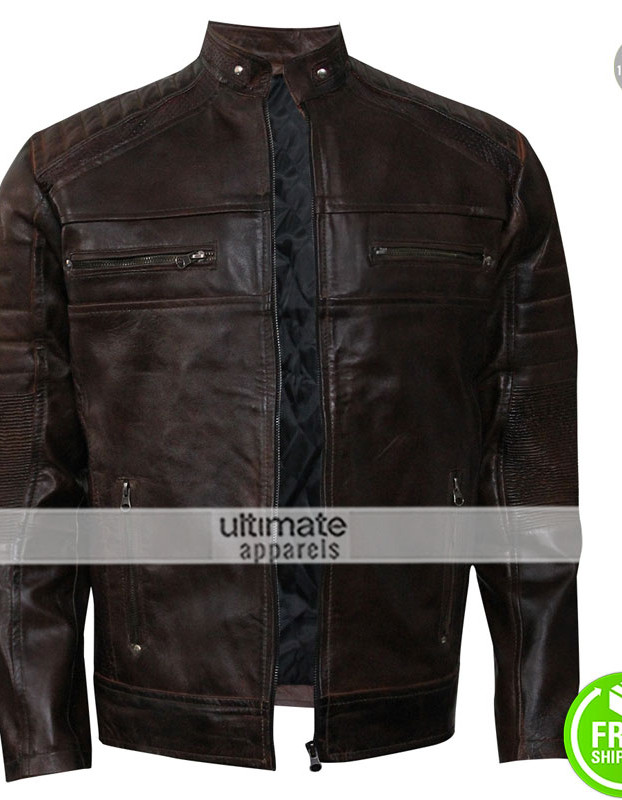 Cafe Racer Vintage 2017 Dark Brown Motorcycle Leather Jacket