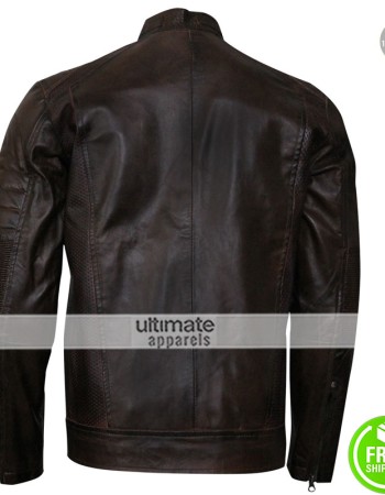 Cafe Racer Vintage 2017 Dark Brown Motorcycle Leather Jacket