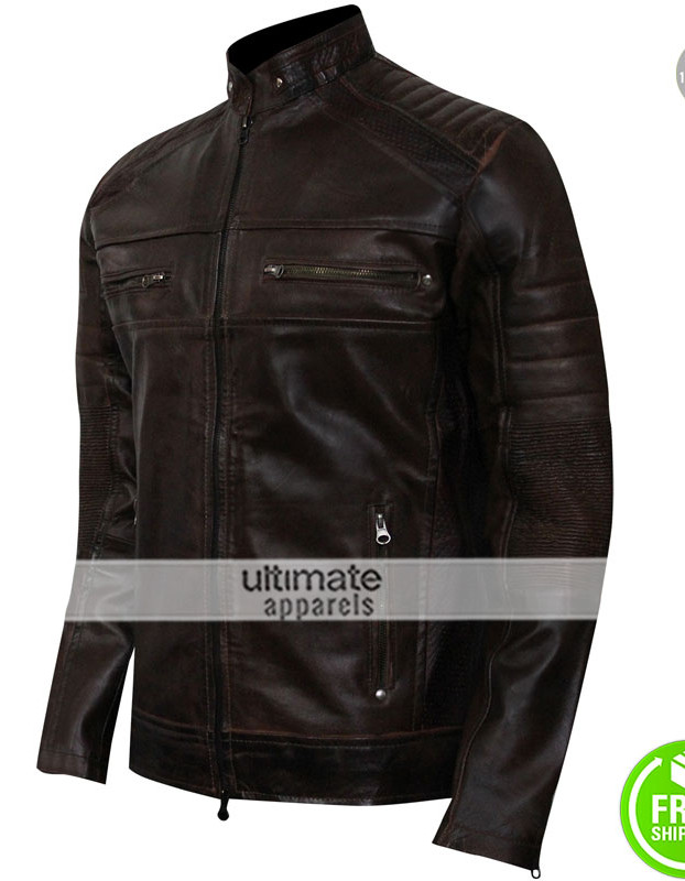 Cafe Racer Vintage 2017 Dark Brown Motorcycle Leather Jacket
