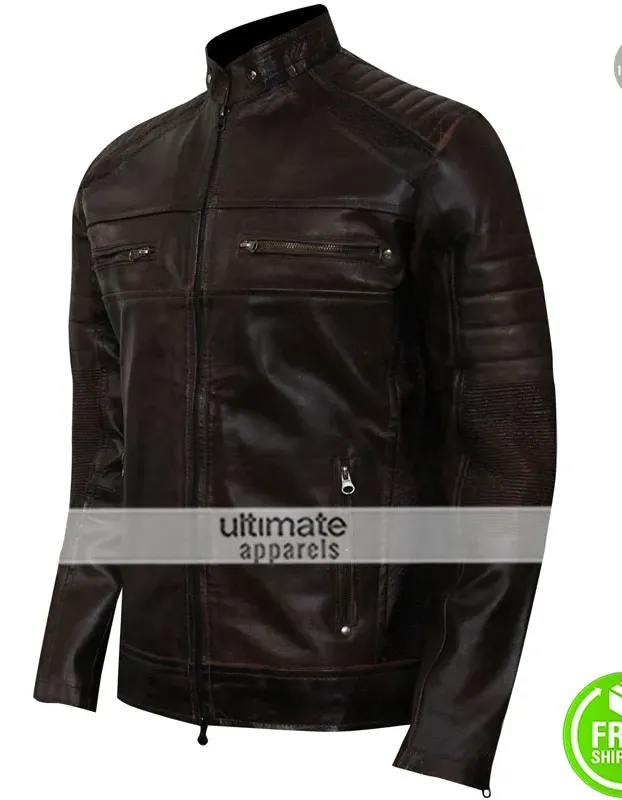 Cafe Racer Vintage 2017 Dark Brown Motorcycle Leather Jacket
