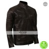 Cafe Racer Vintage 2017 Dark Brown Motorcycle Leather Jacket