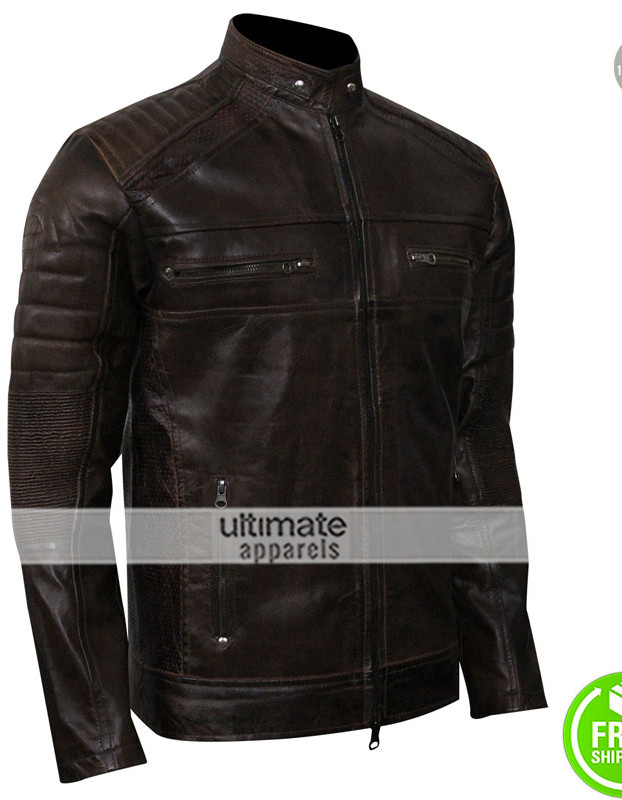Cafe Racer Vintage 2017 Dark Brown Motorcycle Leather Jacket