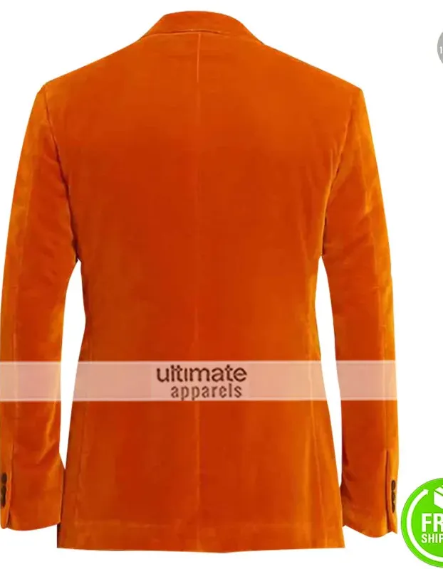Kingsman The Golden Circle Taron Egerton Orange Velvet Tuxedo