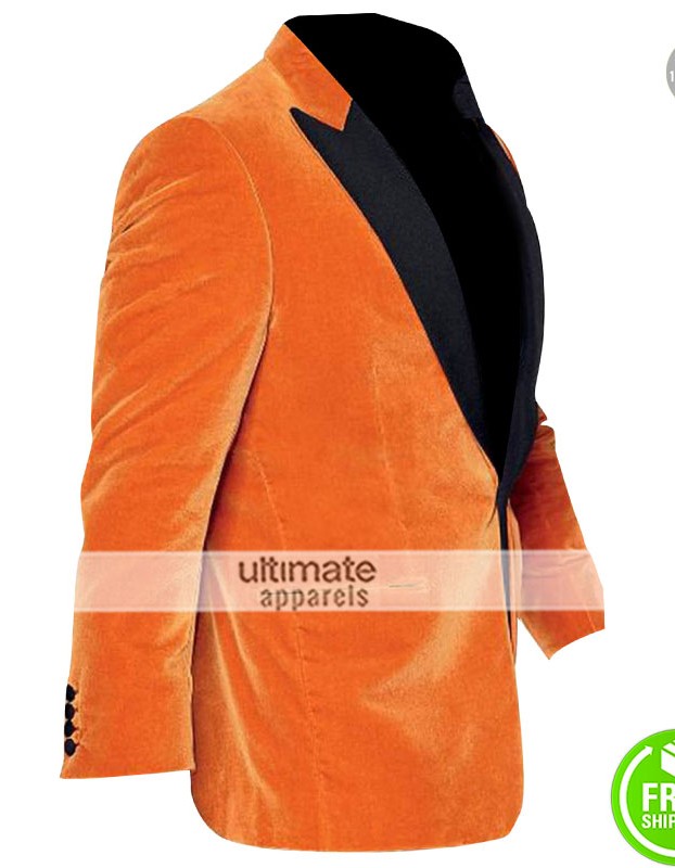 Kingsman The Golden Circle Taron Egerton Orange Velvet Tuxedo