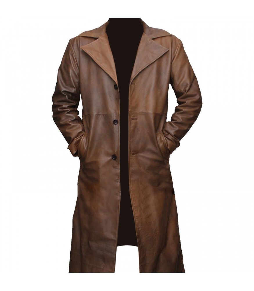 Batman v Superman Dawn of Justice Nightmare Distressed Brown Leather Coat 