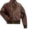 A2 Aviator Air Force Pilot Men Vintage Distressed Brown Leather Bomber Jacket