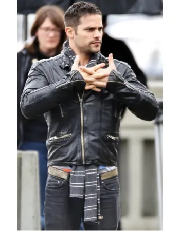 Brant Daugherty Biker Black Leather Jacket
