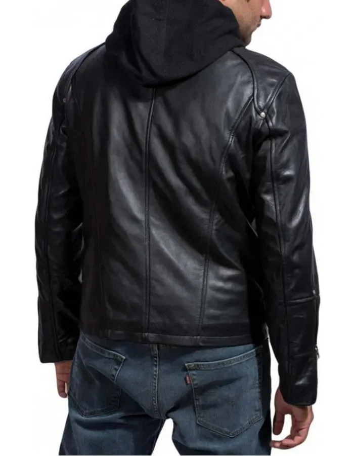 Paul Walker Black Hoodie Leather Jacket